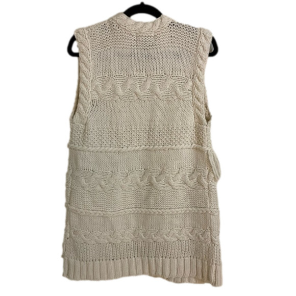 🎀 Romeo & Juliet Bohemian Cable Knit & Fringe Longline Sleeveless Cardigan… - Picture 3 of 8